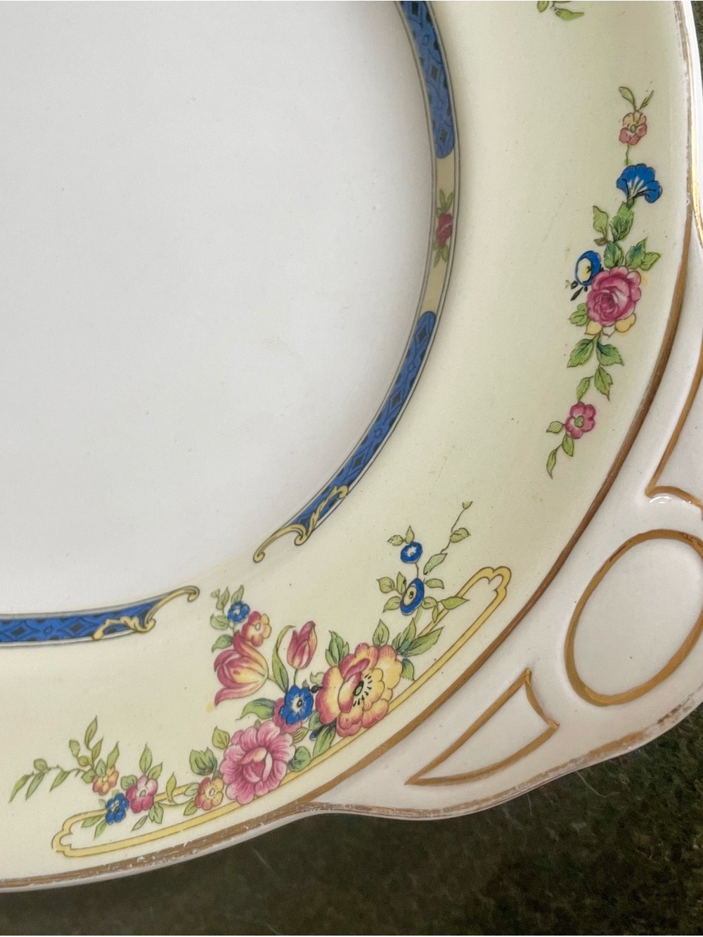 Pareek Johnson Bros Vintage Floral Ivory Serving Platter with Blue Accents - Picture 4 of 8